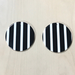BLACK WHITE BORDER STRIPE CIRCLE CHARM
