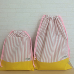 女の子 巾着2点セット🎵 シンプル！ストライプ  体操服入れ&上靴入れなど  入園 入学セット