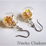 シャボン玉ピアス　ゴージャスゴールド