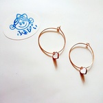 小さな ハート チャーム の フープピアス ノンホールピアス イヤリング