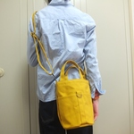 円柱バッグＳＳ〈うで2＋肩紐〉　帆布　カラシ×黒しま