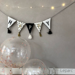 Happy刺繍ガーランド【black×gold】