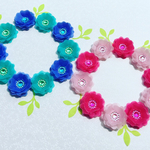 お花シール❁︎20枚❁︎フリルフラワーpink&Bluegreen