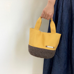 【受注製作】sizeS choco×Mustard 麻かごラウンドトート