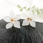 【クリスタル】フロストフラワービジューピアス/イヤリング 