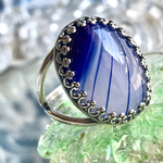 再販・１９４０年代 ドイツ製  ヴィンテージガラス（ブルー×ホワイト）ring