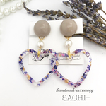 《再販》かすみ草ハートフープピアス/イヤリング