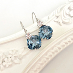 Swarovski デニムブルー クリスタルシルバーピアス