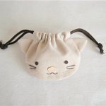 可愛い子ネコのミニ巾着（ベージュ）