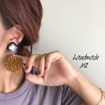 再販2♡キラキラ♡ビーズ刺繍と大きなウッドパーツのピアス・イヤリング