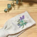 [anytkk様専用] 手刺繍ベビーリボンヘアバンド ハーバルガーデン柄 国産ブルガーゼ サイズオーダー