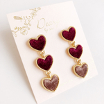 クラシックでレトロ♡3連ハートピアス