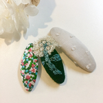 《数量限定＊再々販》ミナペルホネンஐ skipお花の刺繍 パッチンピン 3点セット ⑅◡̈*キッズ&ベビー✦ฺプレゼントにも