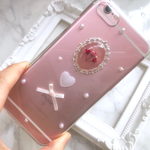 ❤︎×700 人気NO.2 シルバー×ピンク かすみ草のiPhoneケース