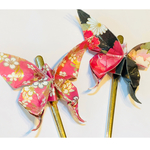 千代紙で折った蝶のかんざし