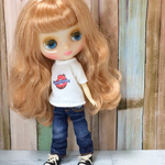 ネイビーブルーデニムパンツ＆ロゴＴシャツセット