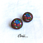 サークル花柄刺繍ピアス/イヤリング