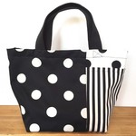 再販★くろしろドットのポケット付きminiトートバッグ