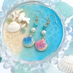 アシンメトリー水面シェルターコイズピアス