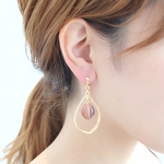 【 Ines-96 】【1点のみ】ドイツヴィンテージ秋色ビーズとリングのイヤリング・ピアス・樹脂ピアス