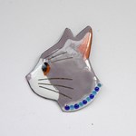 七宝焼・藤色のねこの横顔