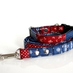 denim paisley 小型犬首輪&リードのセット　Sサイズ　シルバー 