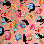 【50×50】黒猫ちゃんとコスメ柄　生地