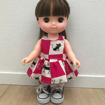 送料無料  ソランちゃん メルちゃん シンプルワンピース ねこ柄