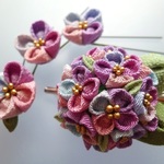 グラデーション紫 紫陽花の2wayクリップピン髪飾り＆Uピンセット（つまみ細工）