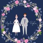 ほのぼの似顔絵ウェディングツリーA2＊白スタンプで押すフラワーリース