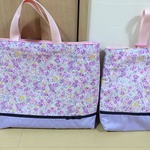 ★レッスンバッグ＆上履き入れ　小花 パープル系★