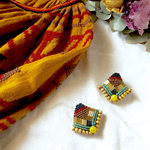 ボヘミアンピアス ビーズ刺繍 ウッドビーズ アジアン  アレルギー対応