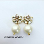 ビジュー×揺れるパールピアス(イヤリング)