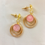 桃色ゴールドのリングピアス