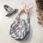 【送料無料♡】チュールリボンのふんわりサロペット&ヘアバンドセット◇ペイズリー柄◇size70,80