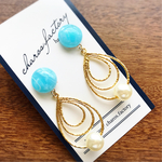【夏物sale!!500円】ターコイズ×3連フープのイヤリング・ピアス