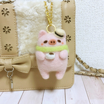 受注＊カフェテラススタイルなブタさんバッグチャーム＊羊毛フェルト