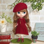 No.1348  赤ワンピとペチコート、ギンガムインナーのセット