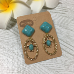 ターコイズカボション×ホヌ のゆらゆらピアス・イヤリング♡アロハ
