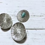フラット シルバー×ターコイズー コンチョ