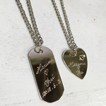 『彫刻無料』ペアネックレス（タグ＆ハート）