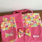 通園バッグ、お着替え入れ、コップ入れ、3点セット+お名前刺繍