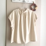 ハイネックゴム袖ブラウス＊オレンジベージュ＊