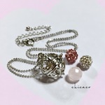 ハート💗ガムランボールのペンダントネックレス ローズクォーツ