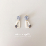 【2018秋新作】Geometric Drop & Imitation Marble Earrings