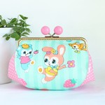 ＊ハンナママ＊様専用　ぷっくり可愛い ラミネート がま口ポーチ　ハニーチューン　ストライプ柄　うさぎちゃん　ピンク水玉　がま口　ポーチ3点セット　ゆめかわいい　パステル　プレゼント