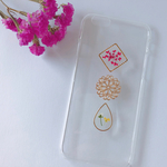 レースフラワーとアリッサムのゴールドフレームiPhone5s/SE/6/6s/7/8/X/XS/xRケース  