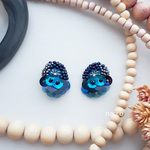 オーバル刺繍　アビス　ピアス/イヤリング