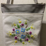 水色の花のサコッシュ