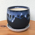 黒マット植木鉢  淡雪模様